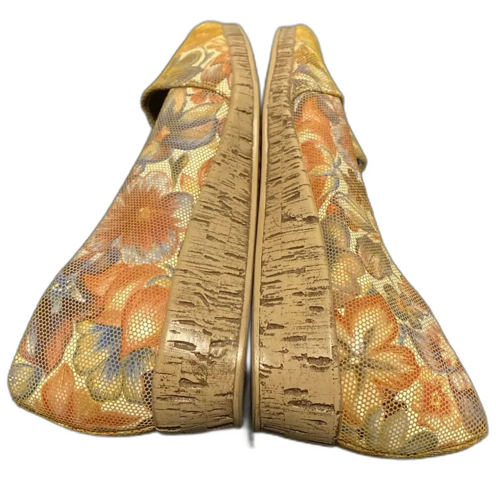 AEROSOLES * Peep Toe ShoesWedge Multi Floral Spring Break Leather Upper SZ 6M